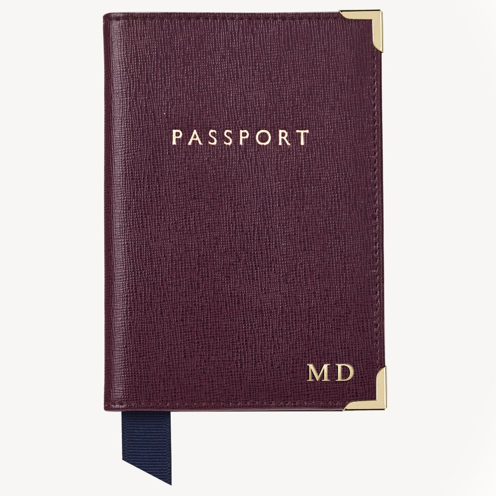 Passport Cover Burgundy Saffiano & Navy Suede
