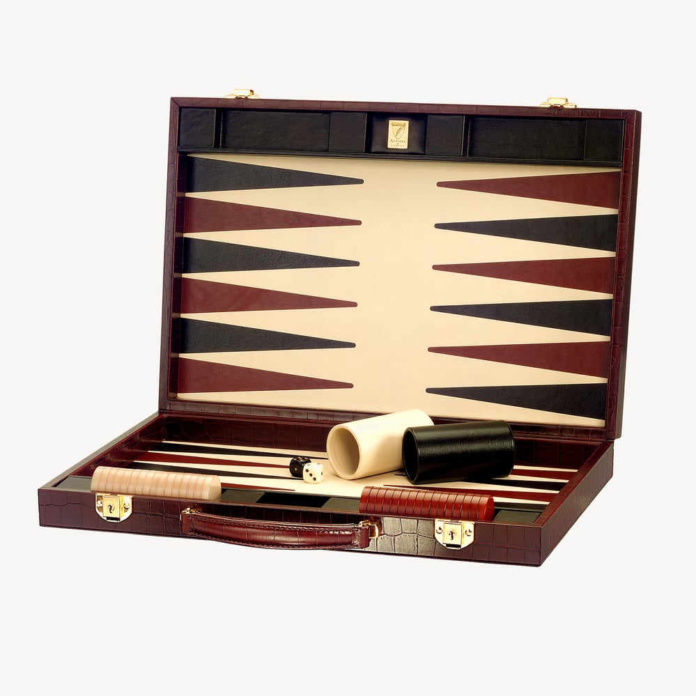 17-inch Backgammon Set Deep Shine Amazon Brown Croc