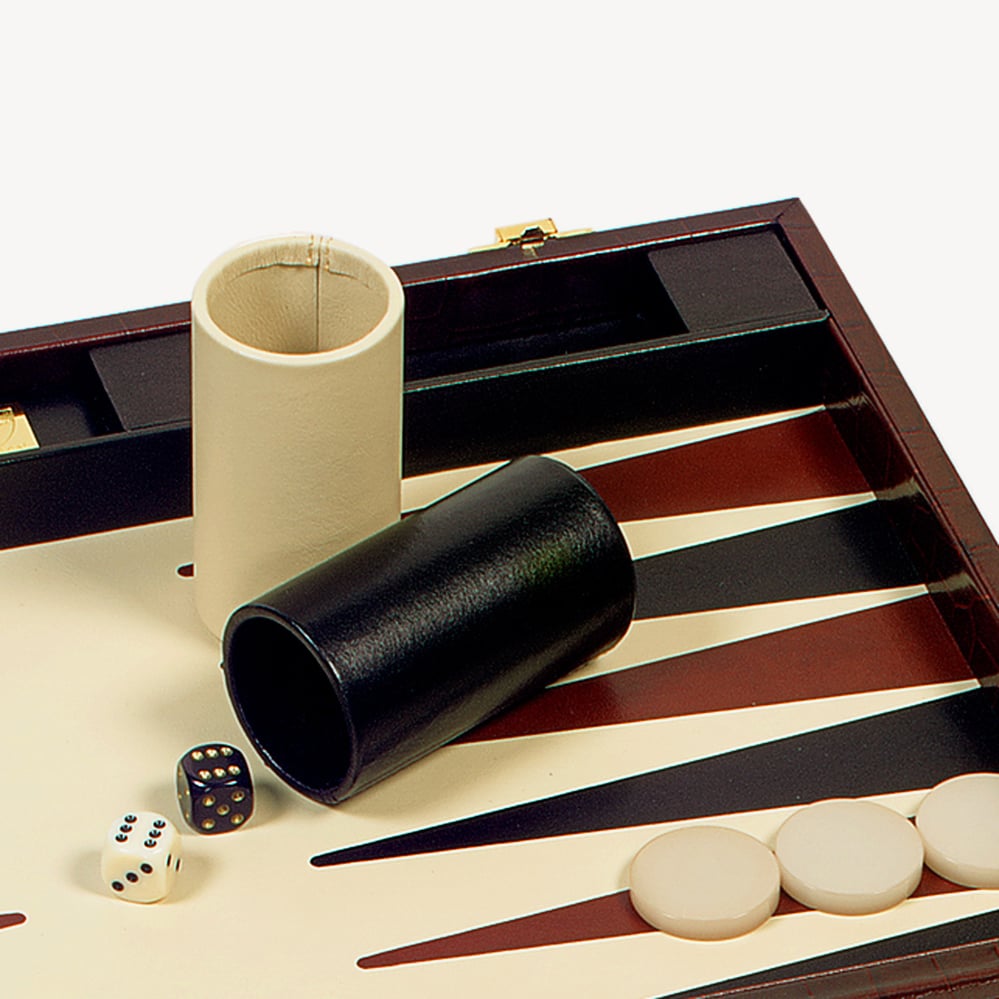 17-inch Backgammon Set Deep Shine Amazon Brown Croc