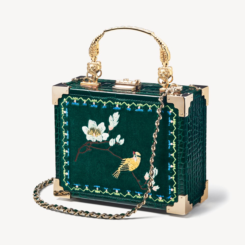 Trunk Evergreen Velvet & Patent Croc