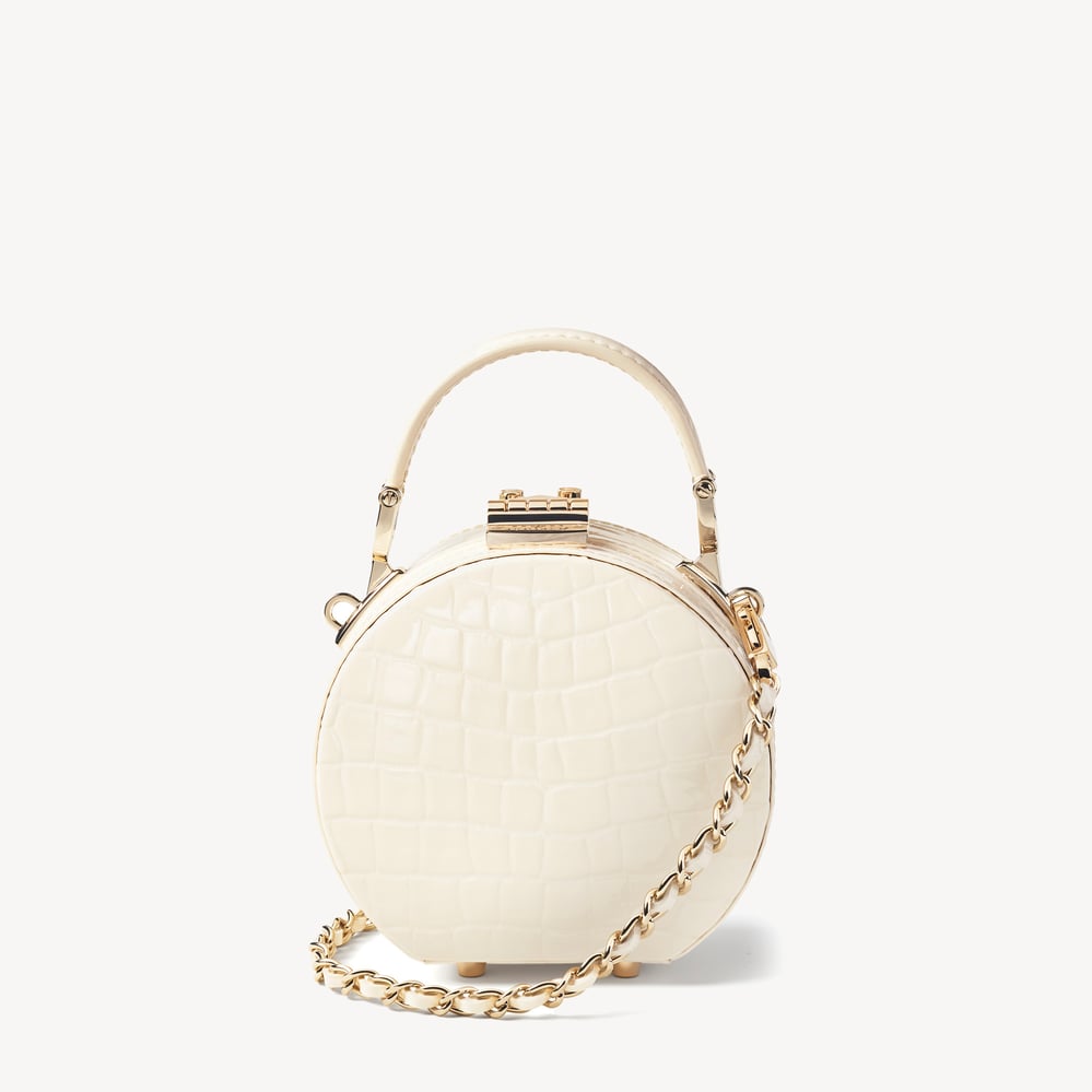 Micro Hat Box Ivory Patent Croc