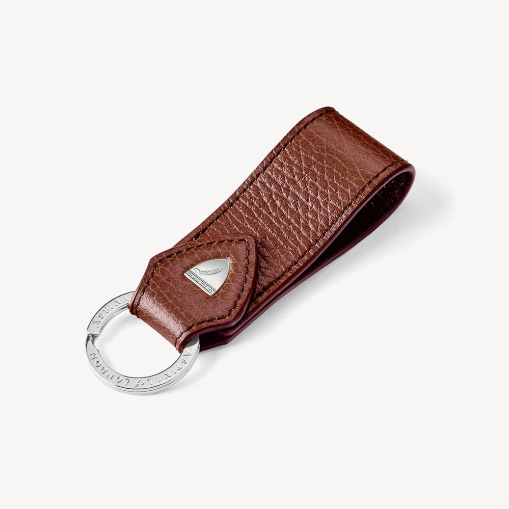 Small Leather Loop Keyring Tobacco Pebble