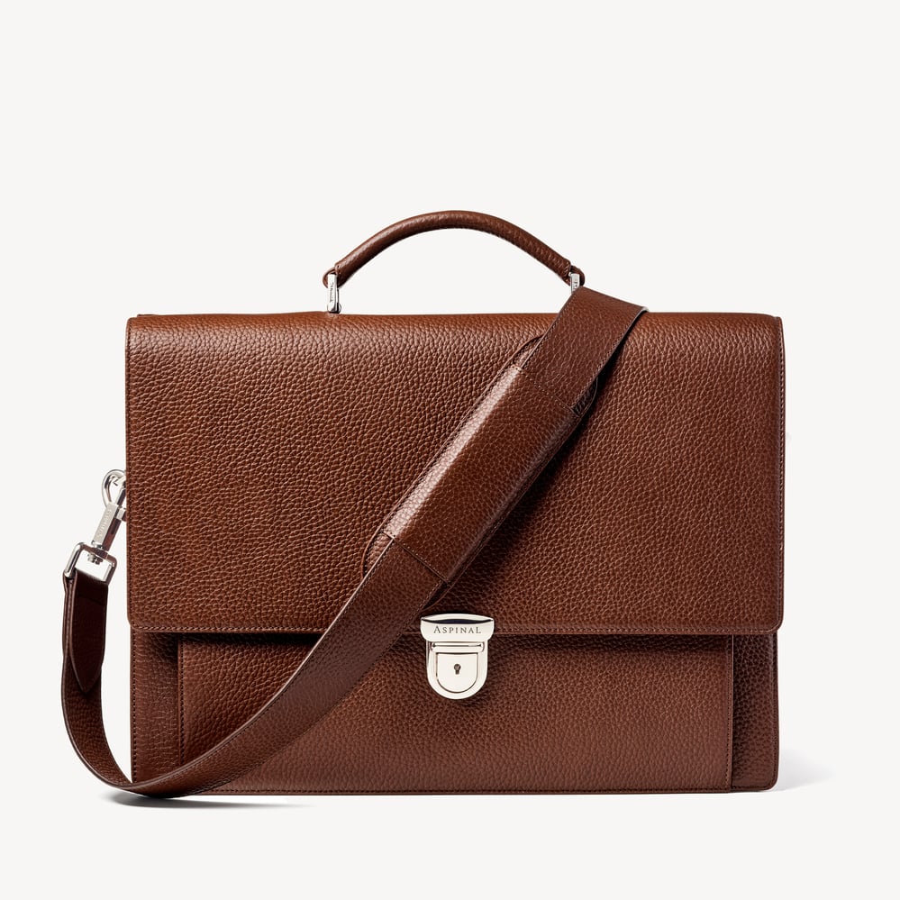 City Leather Briefcase Tobacco Pebble