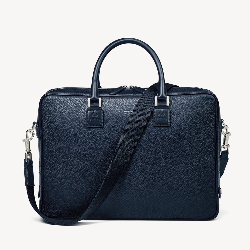 Mount Street Laptop Briefcase Navy Pebble