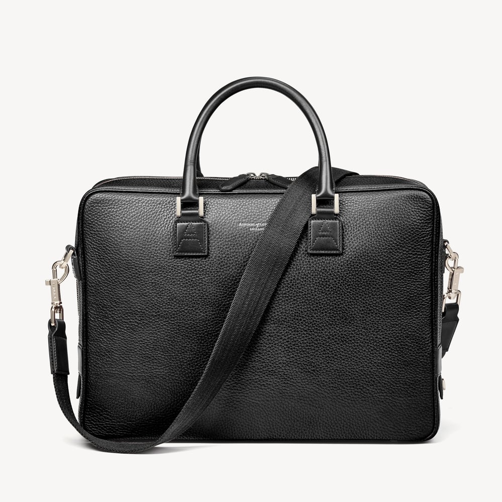 Mount Street Laptop Briefcase Black Pebble