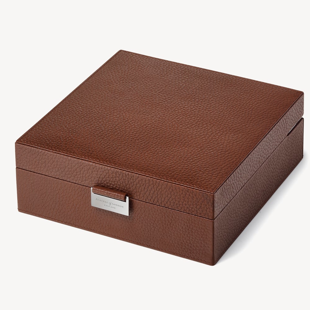 Reporter Four Piece Watch Box Tobacco Pebble