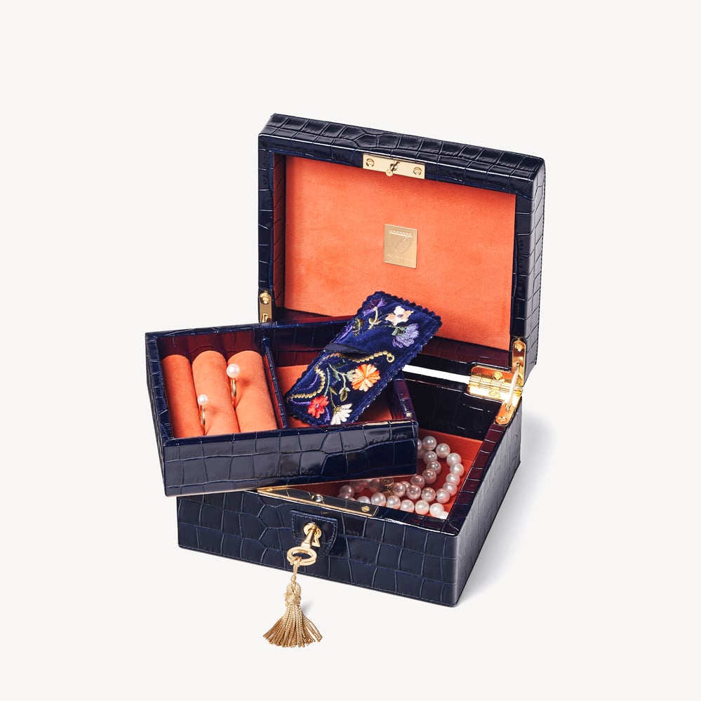 Bijou Jewellery Box Navy Velvet