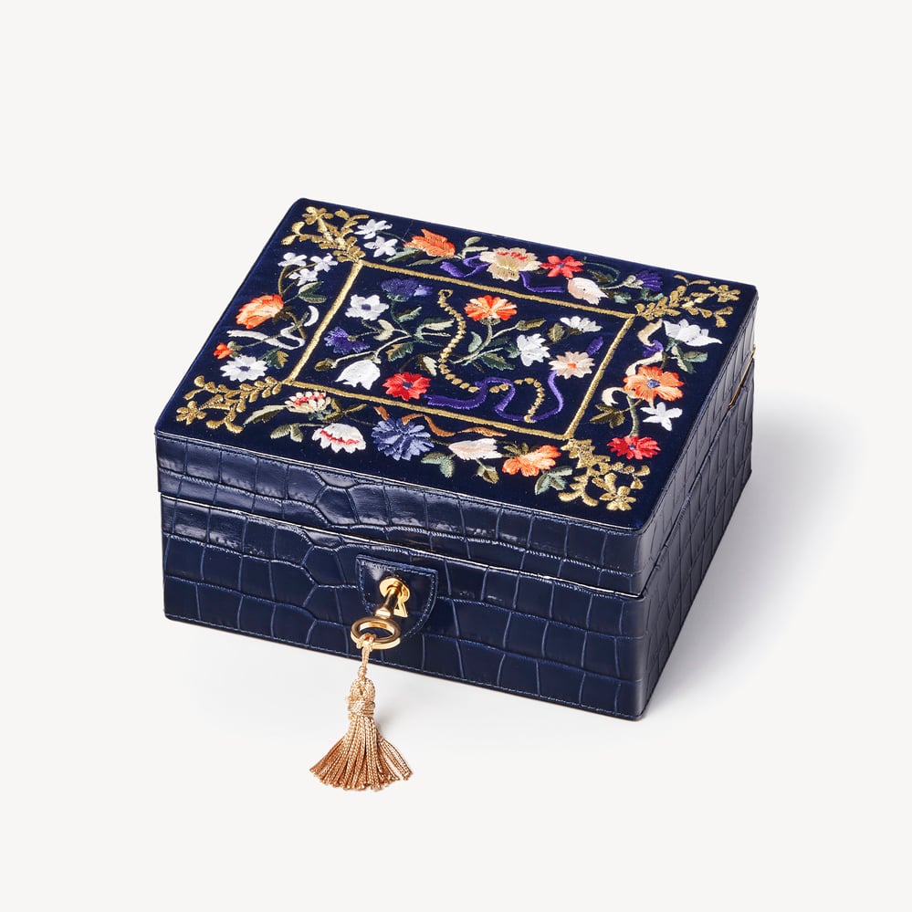 Bijou Jewellery Box Navy Velvet