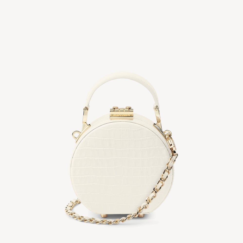 Micro Hat Box Deep Shine Ivory Small Croc