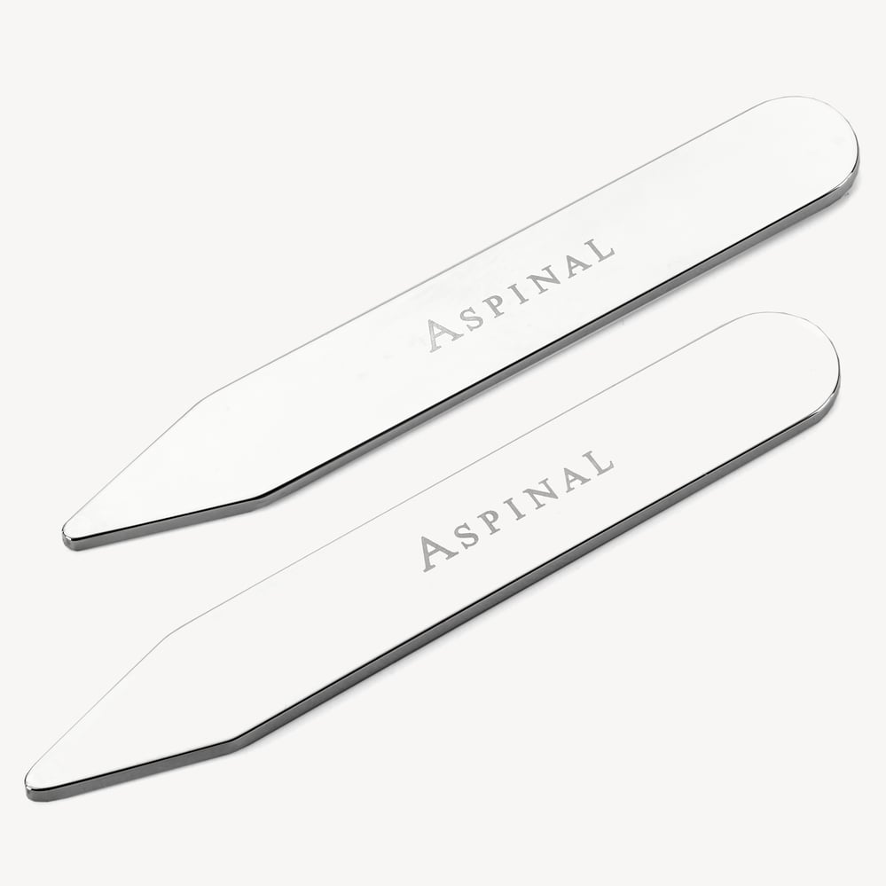 Aspinal Sterling Silver Collar Stiffeners Mother of Pearl & Rhodium Silver Plated
