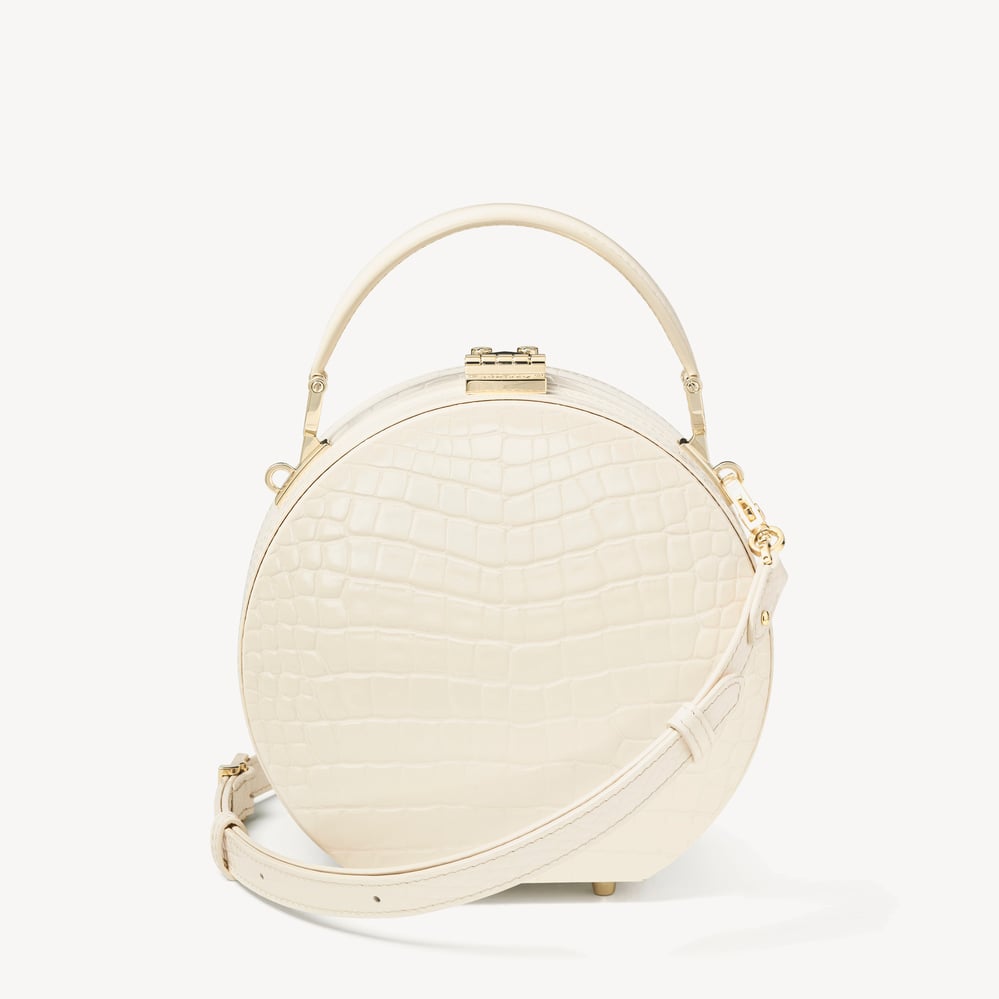 Hat Box Ivory Patent Croc