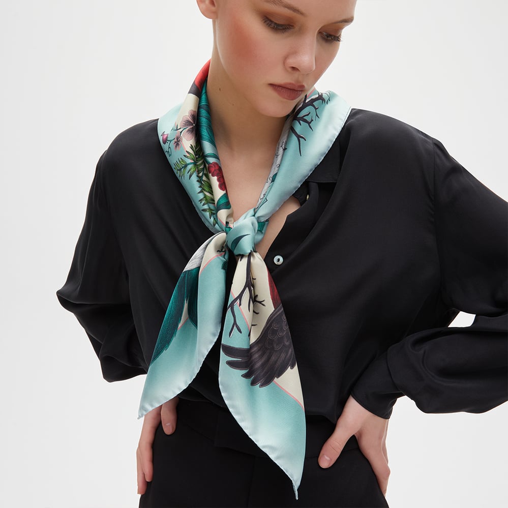 Robin Silk Scarf Teal Pure Silk