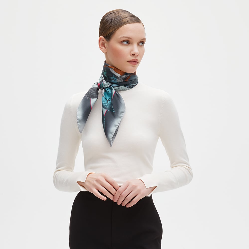 Robin Silk Scarf Midnight Blue Pure Silk