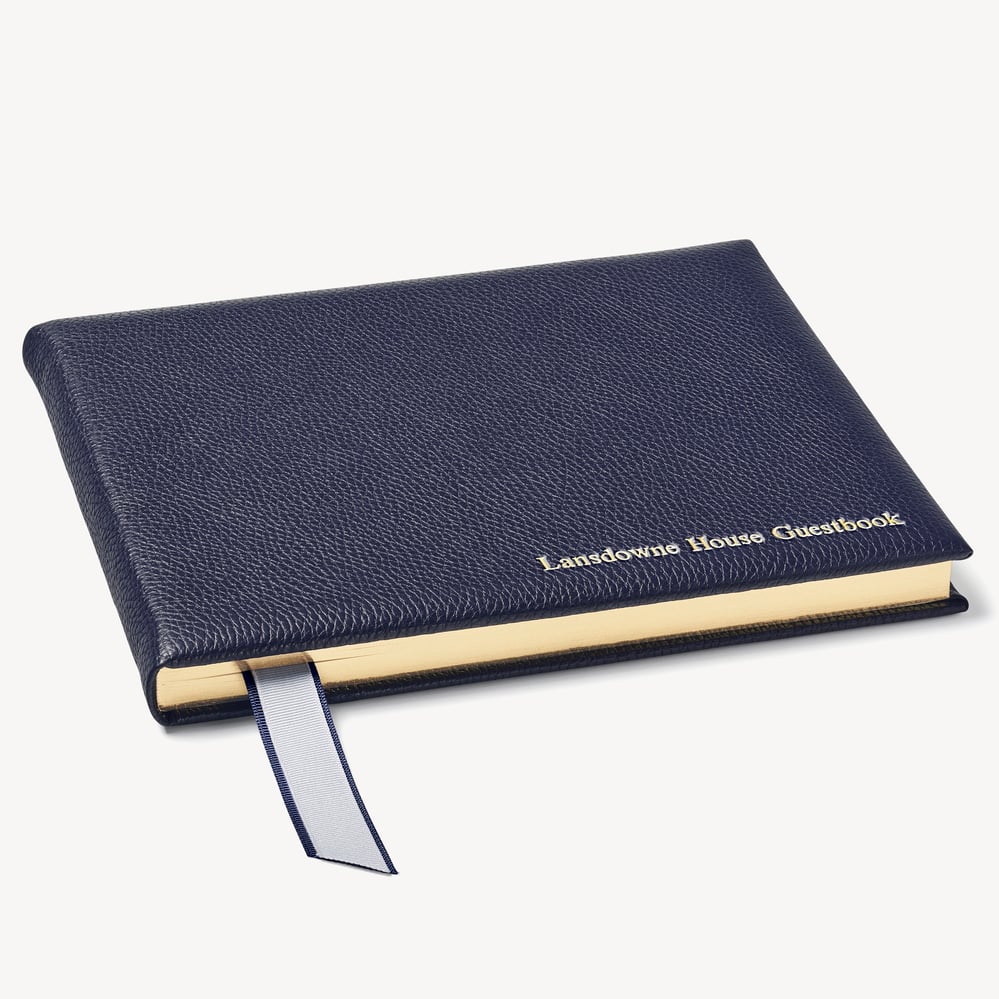 A4 Classic Leather Guest Book Navy Pebble