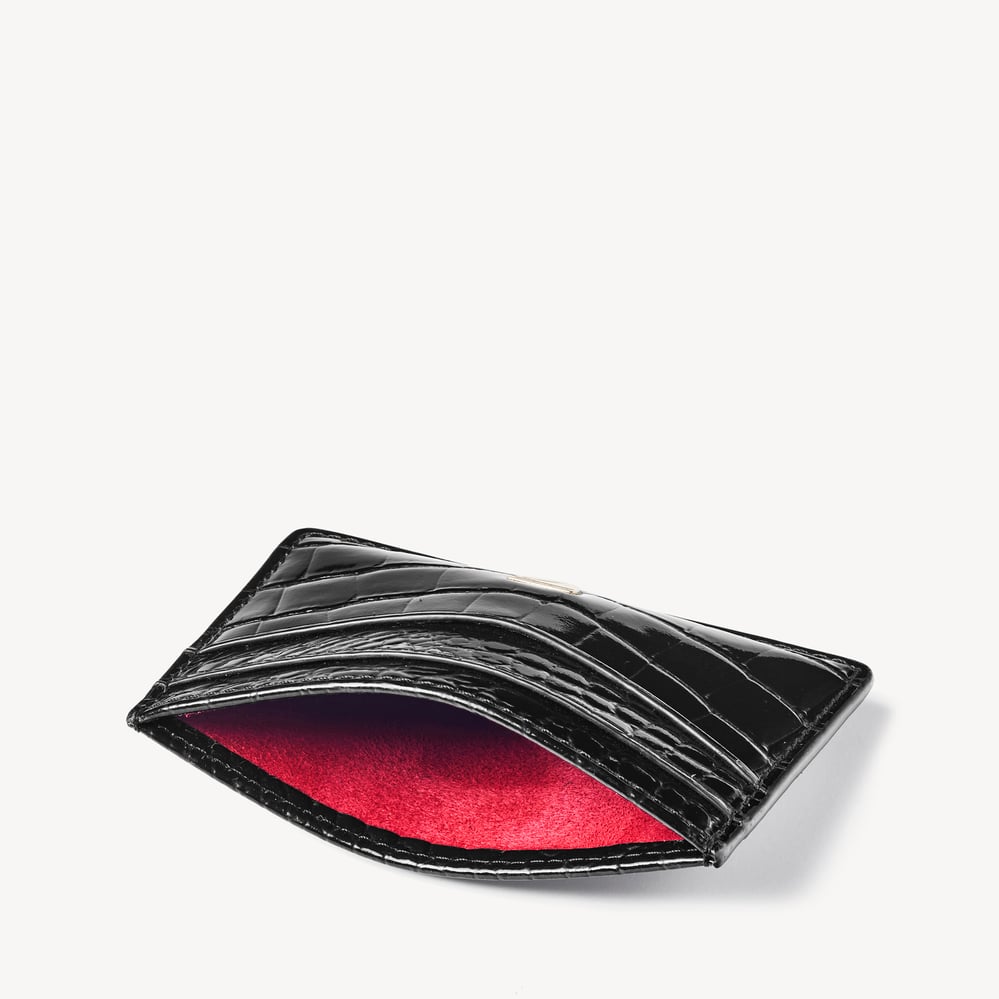 Slim Credit Card Holder Black Patent Croc