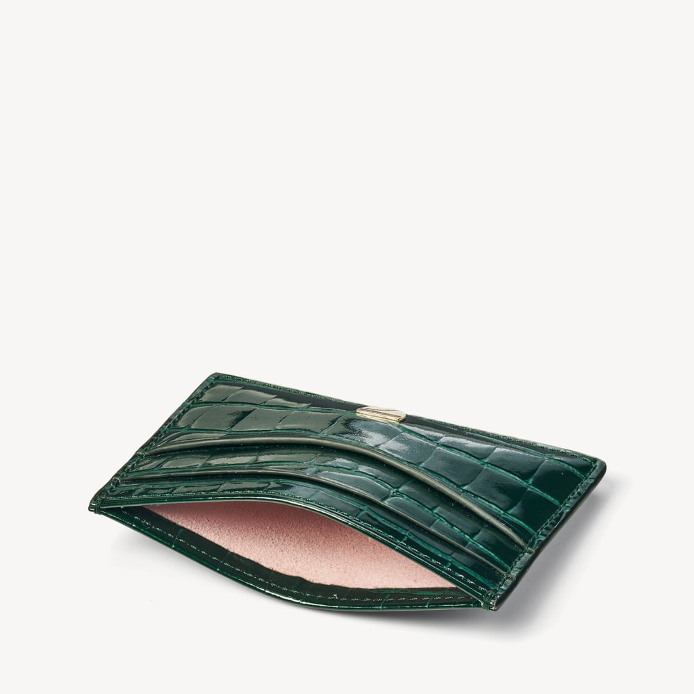 Slim Credit Card Holder Evergreen Patent Croc