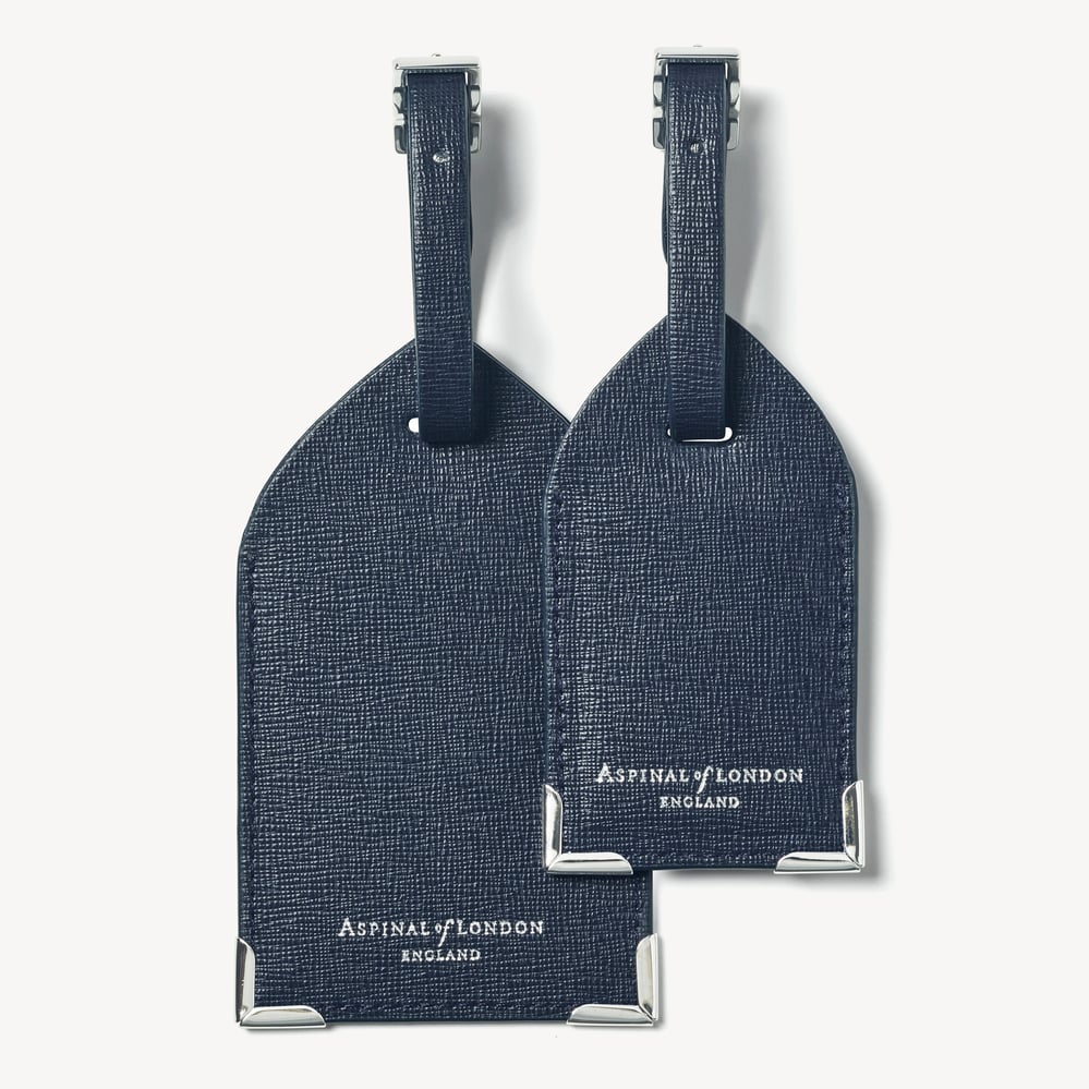 Set of 2 Luggage Tags  Navy Saffiano