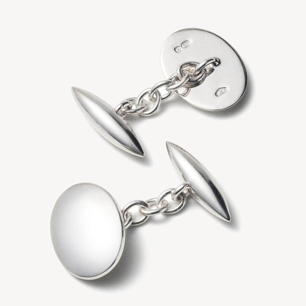 Domed & Torpedo Cufflinks Sterling Silver 925