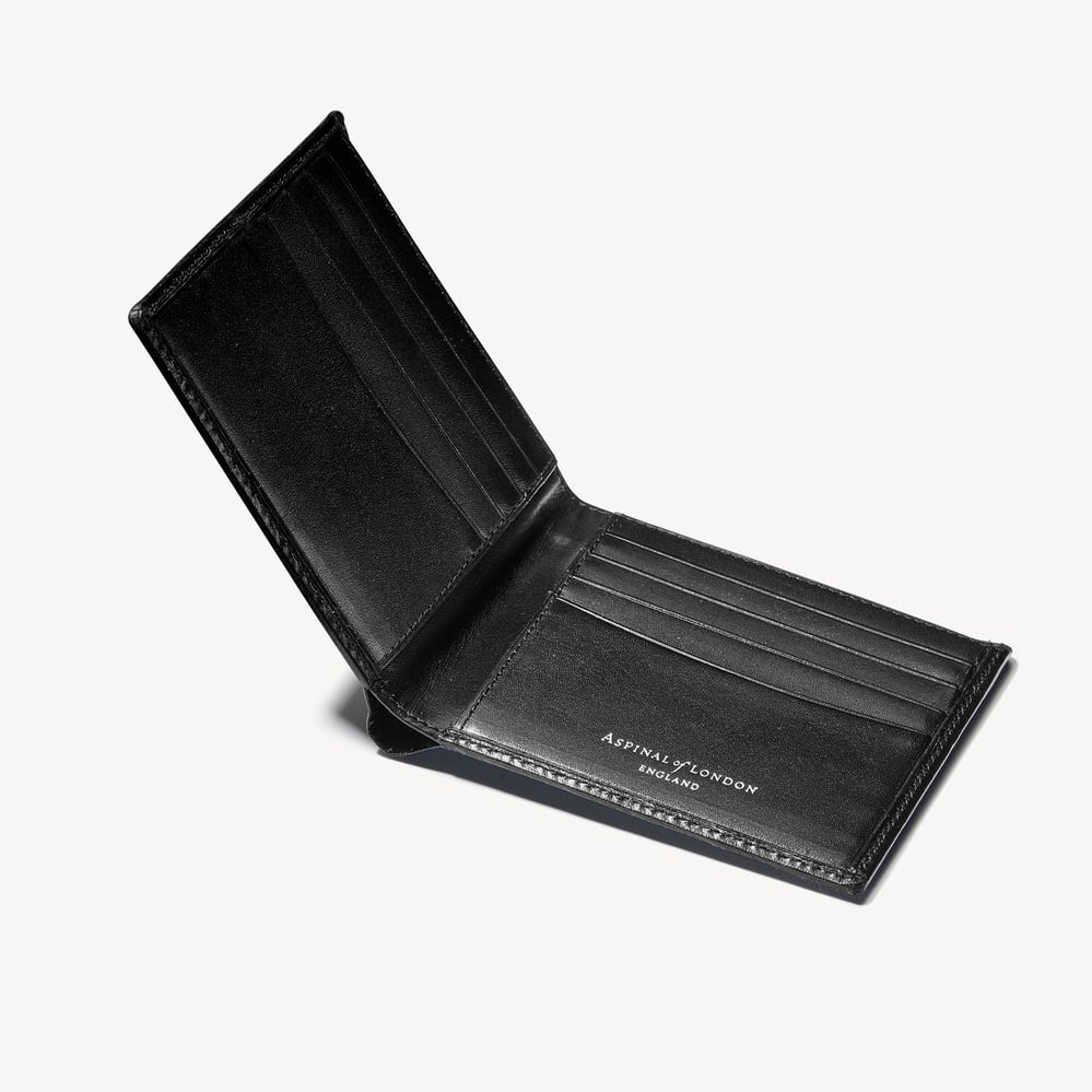 8 Card Billfold Wallet Smooth Black & Cobalt Blue Suede