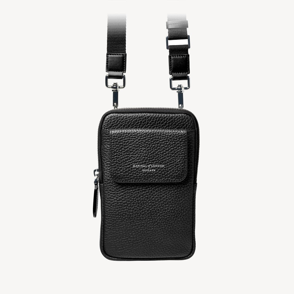 Reporter Crossbody Phone Bag Black Pebble