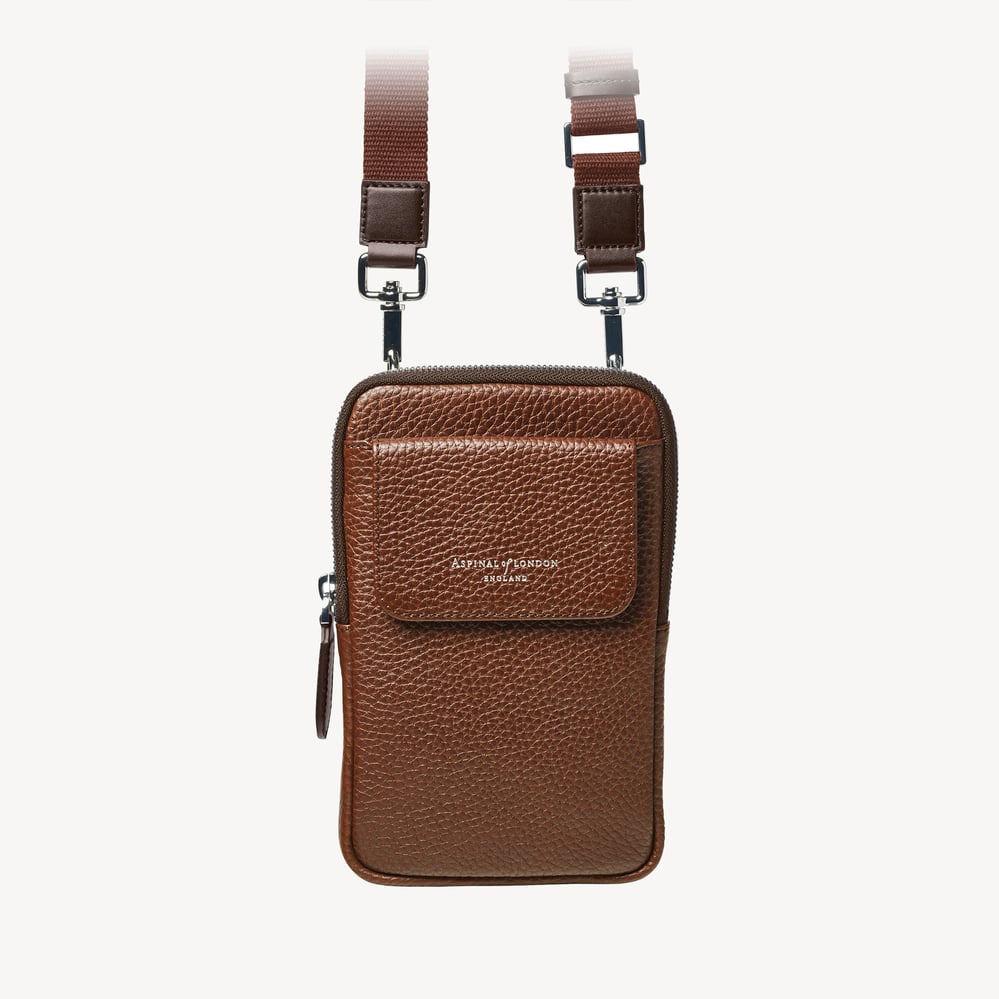 Reporter Crossbody Phone Bag Tobacco Pebble