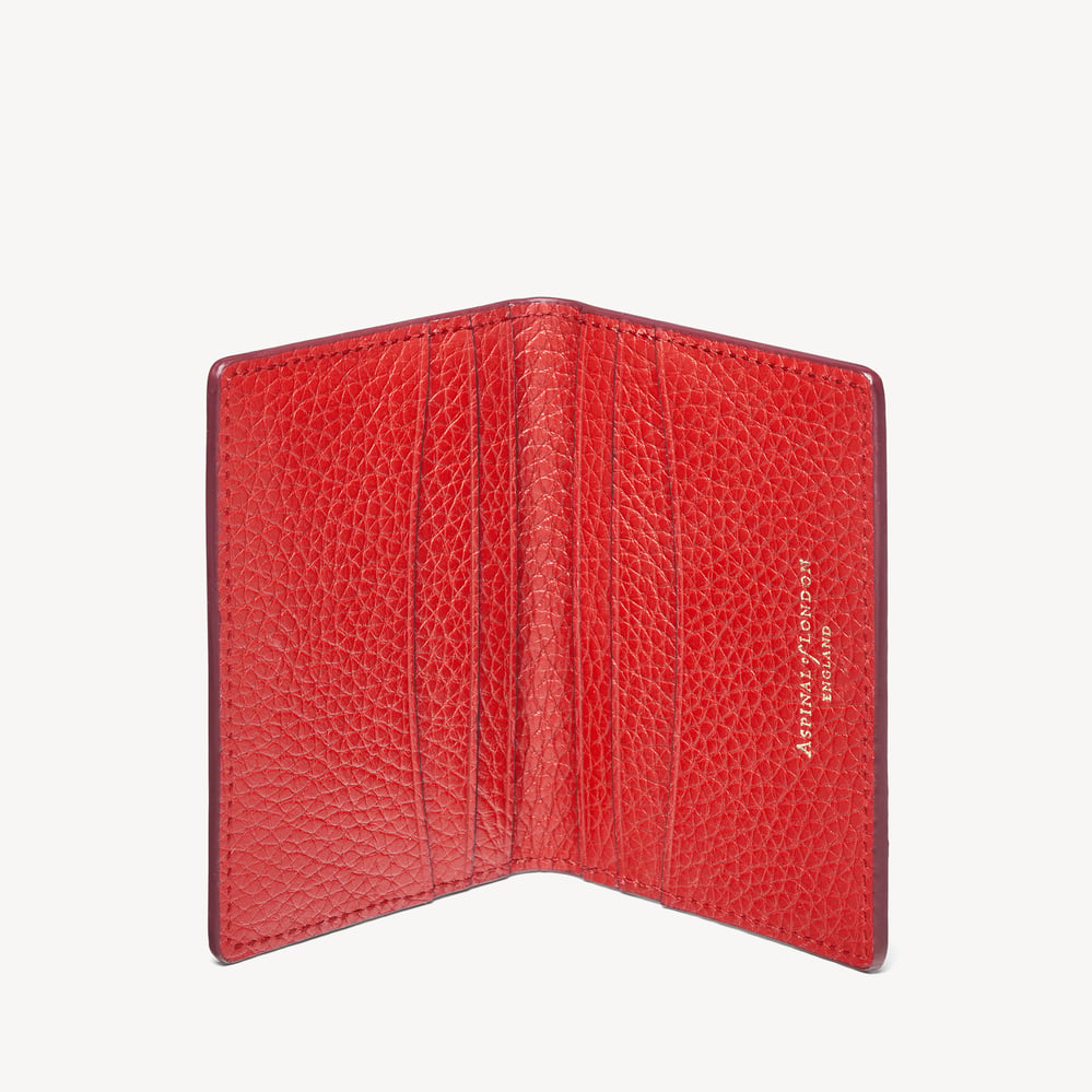 Double Fold Credit Card Holder Cardinal Red Pebble