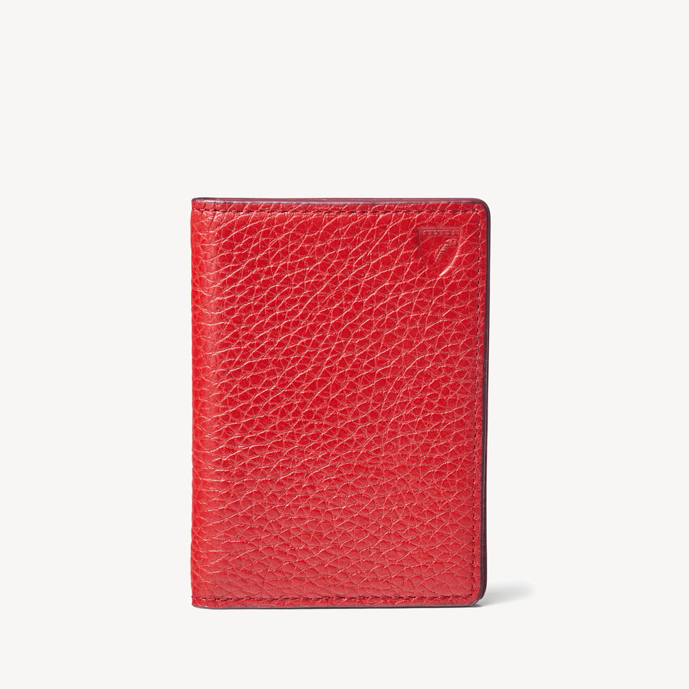Double Fold Credit Card Holder Cardinal Red Pebble