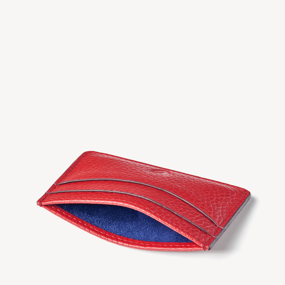 Slim Credit Card Holder Cardinal Red Pebble