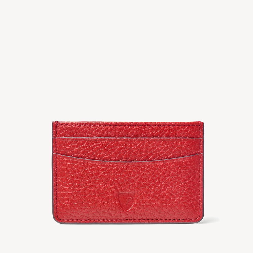 Slim Credit Card Holder Cardinal Red Pebble
