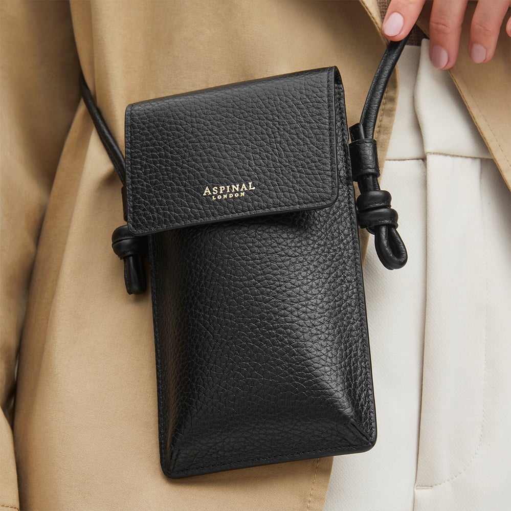 Ella Crossbody Phone Pouch Black Pebble