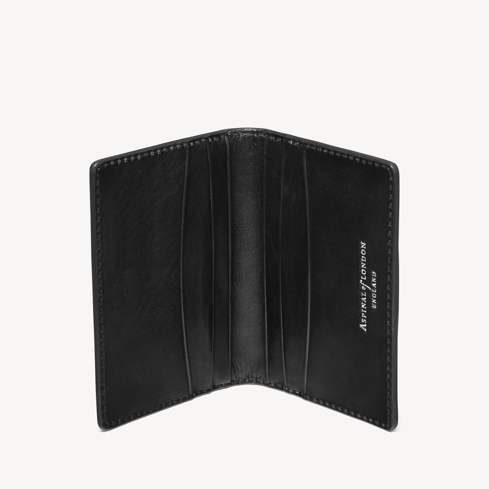 Double Fold Credit Card Holder Black Woven Leather