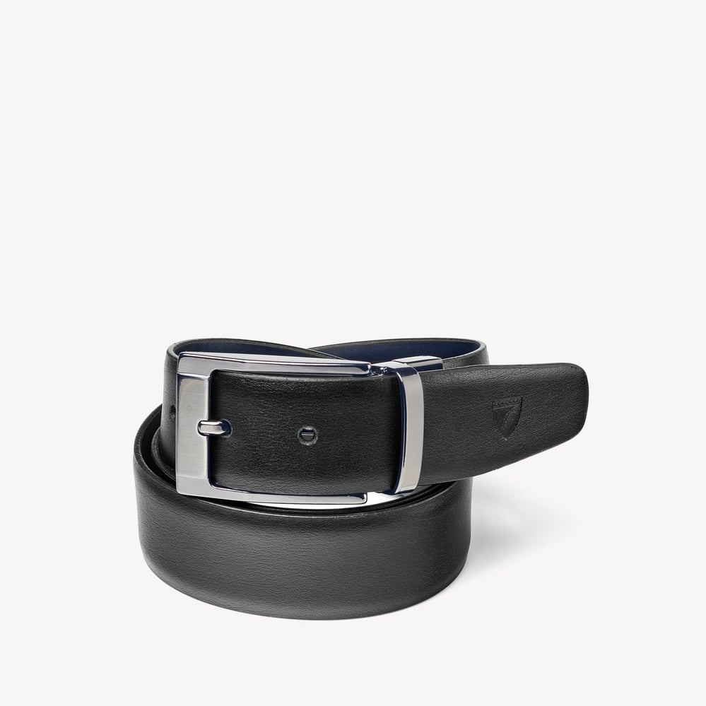 Men's Reversible Belt Smooth Black & Smooth Navy
