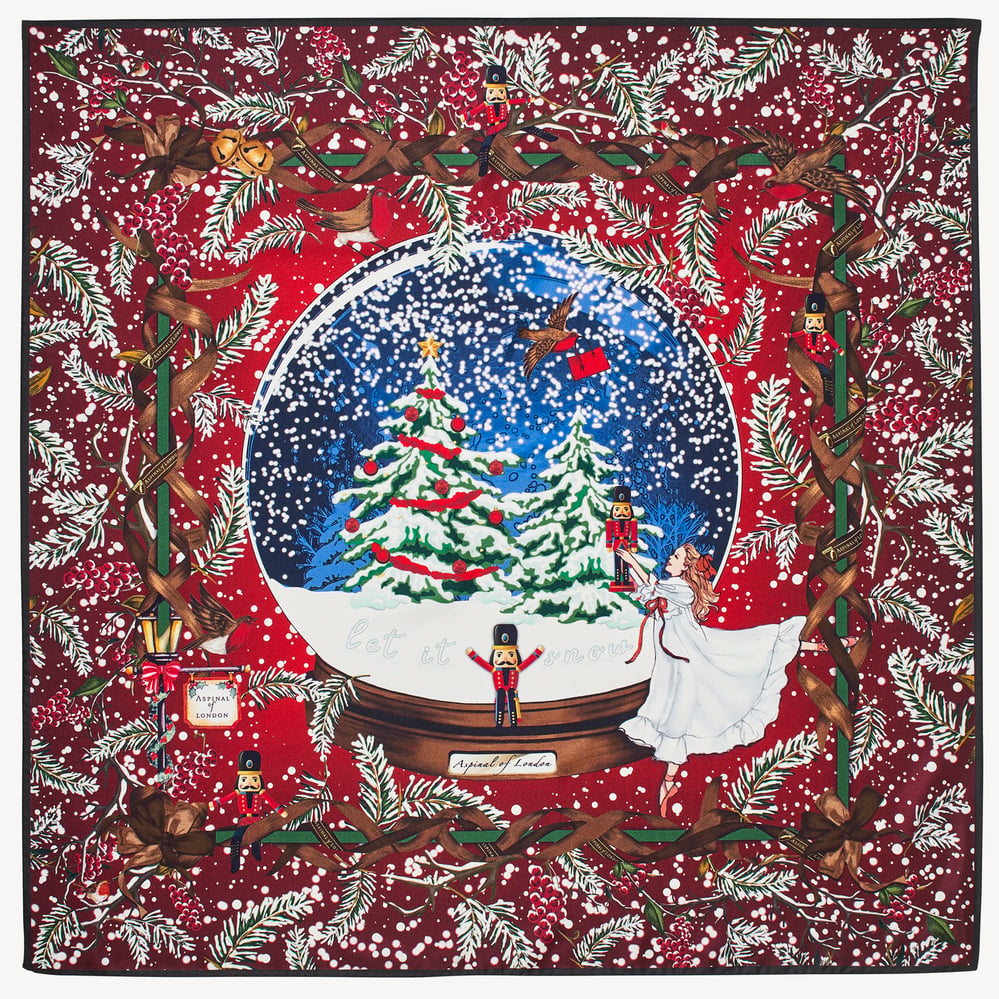 Nutcracker Silk Scarf Cardinal Red Pure Silk