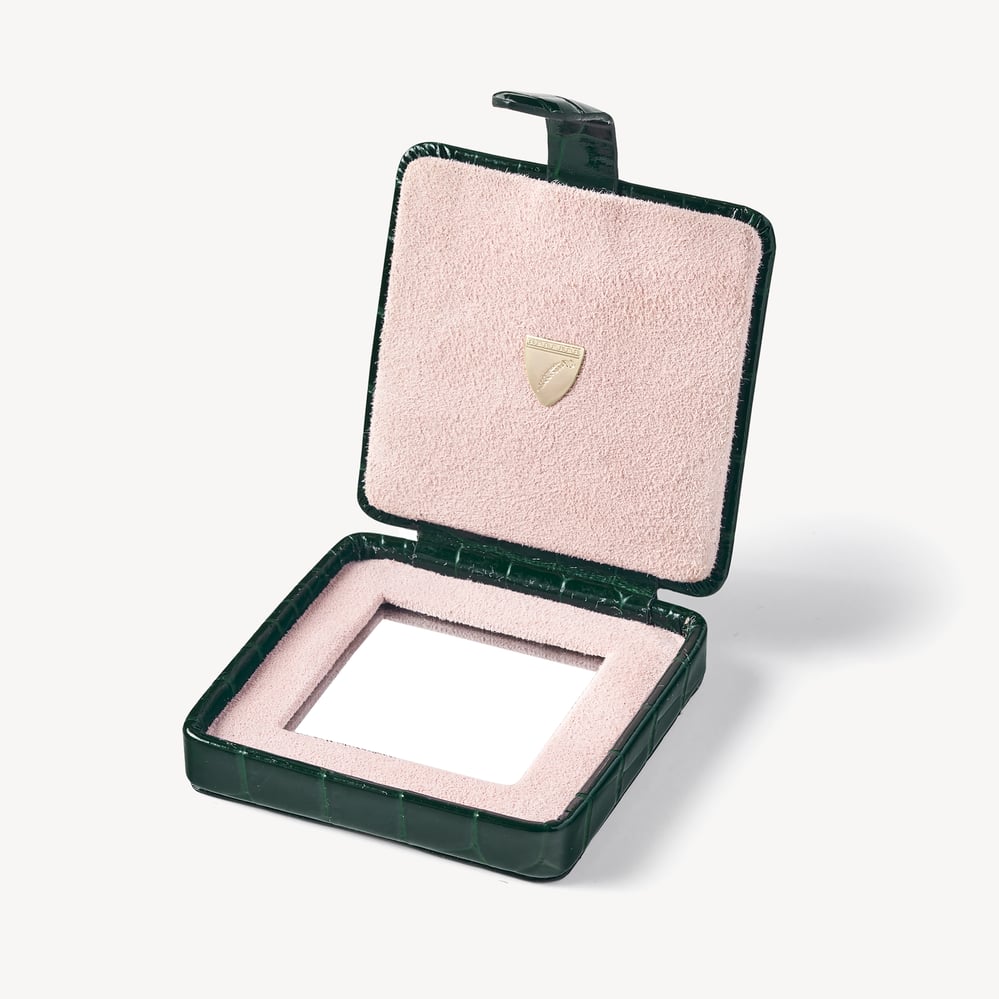 Compact Mirror Evergreen Patent Croc