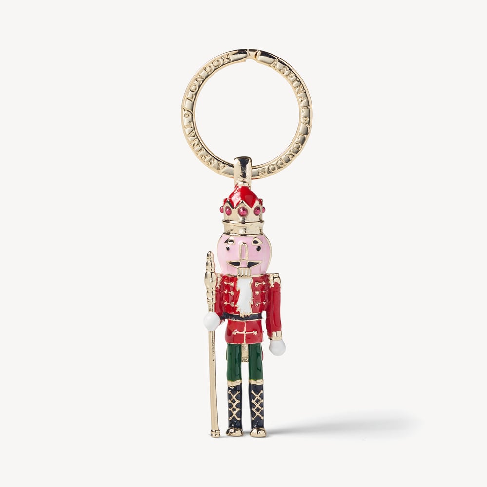 Nutcracker Keyring Gold Plated with Red Jacket