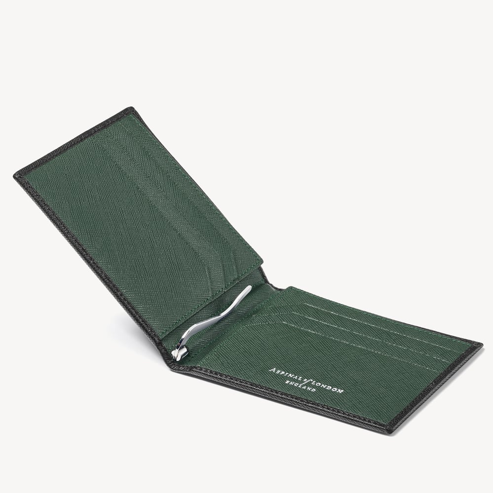 Billfold RFID Wallet Black & Green Saffiano