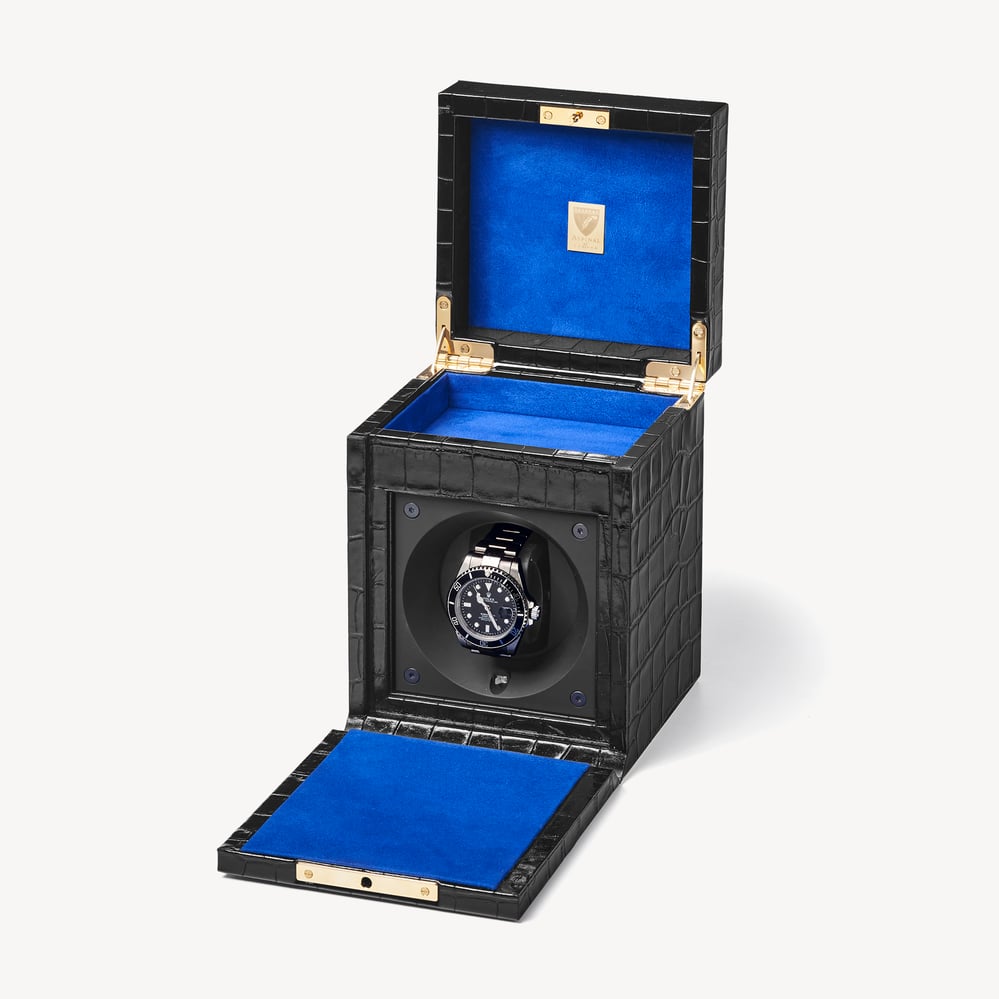 Watch Winder Deep Shine Black Croc