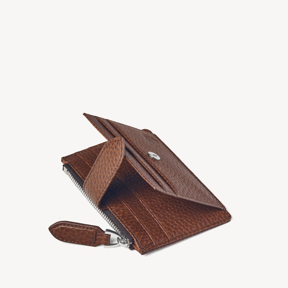 Zipped RFID Card Holder Tobacco Pebble