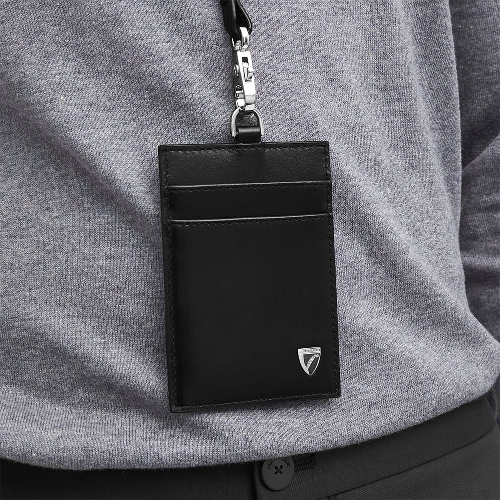 Lanyard ID & Card Holder Smooth Black
