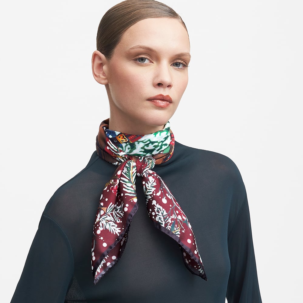 Nutcracker Silk Scarf Cardinal Red Pure Silk