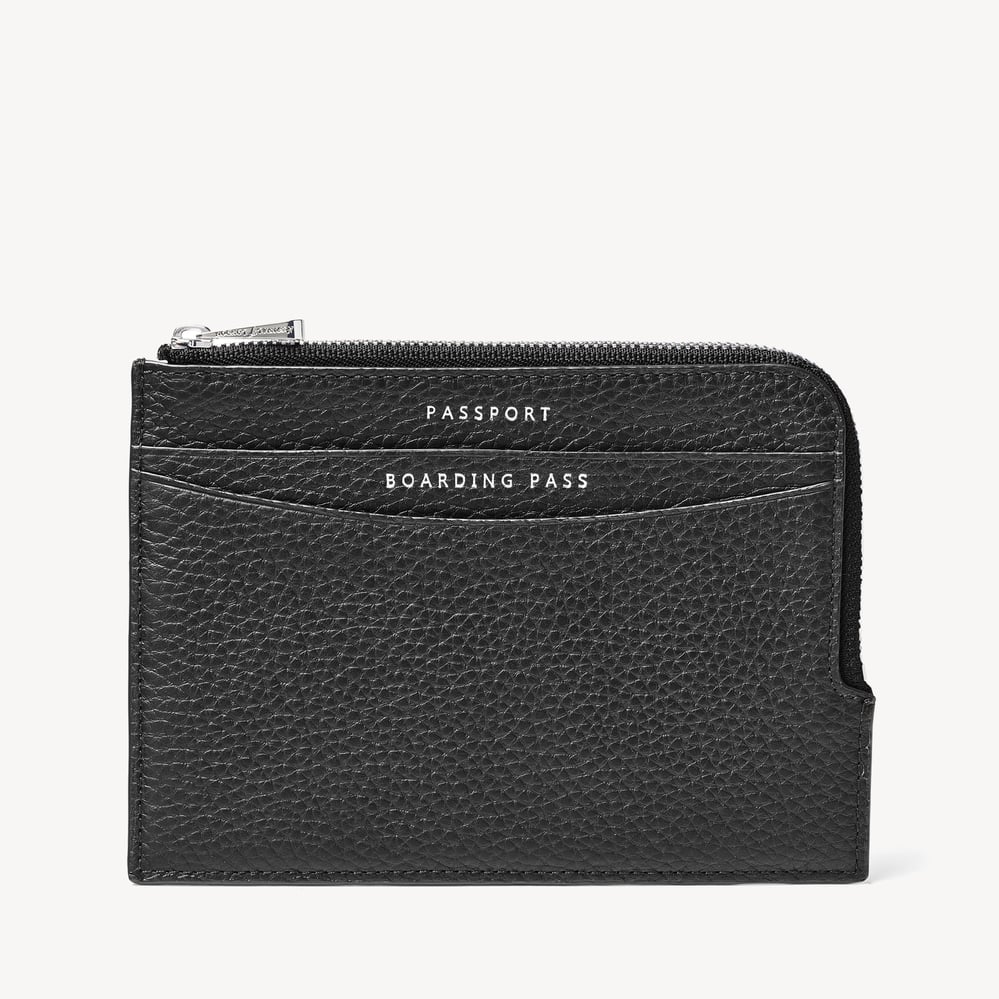 Zipped Travel Wallet Black Pebble