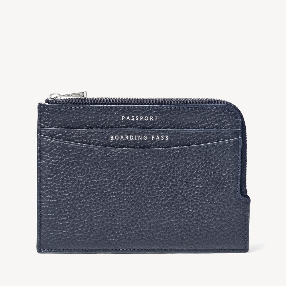 Zipped Travel Wallet Navy Pebble
