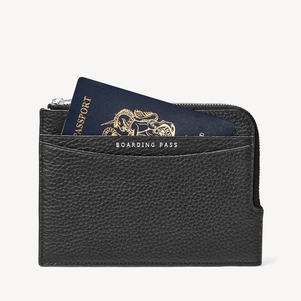 Zipped Travel Wallet Black Pebble