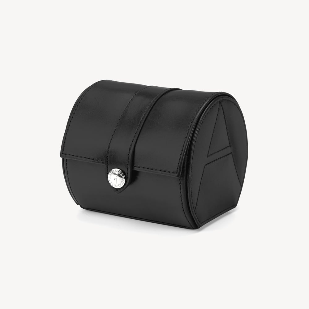 Travel Watch Roll Smooth Black & Cobalt Blue Suede