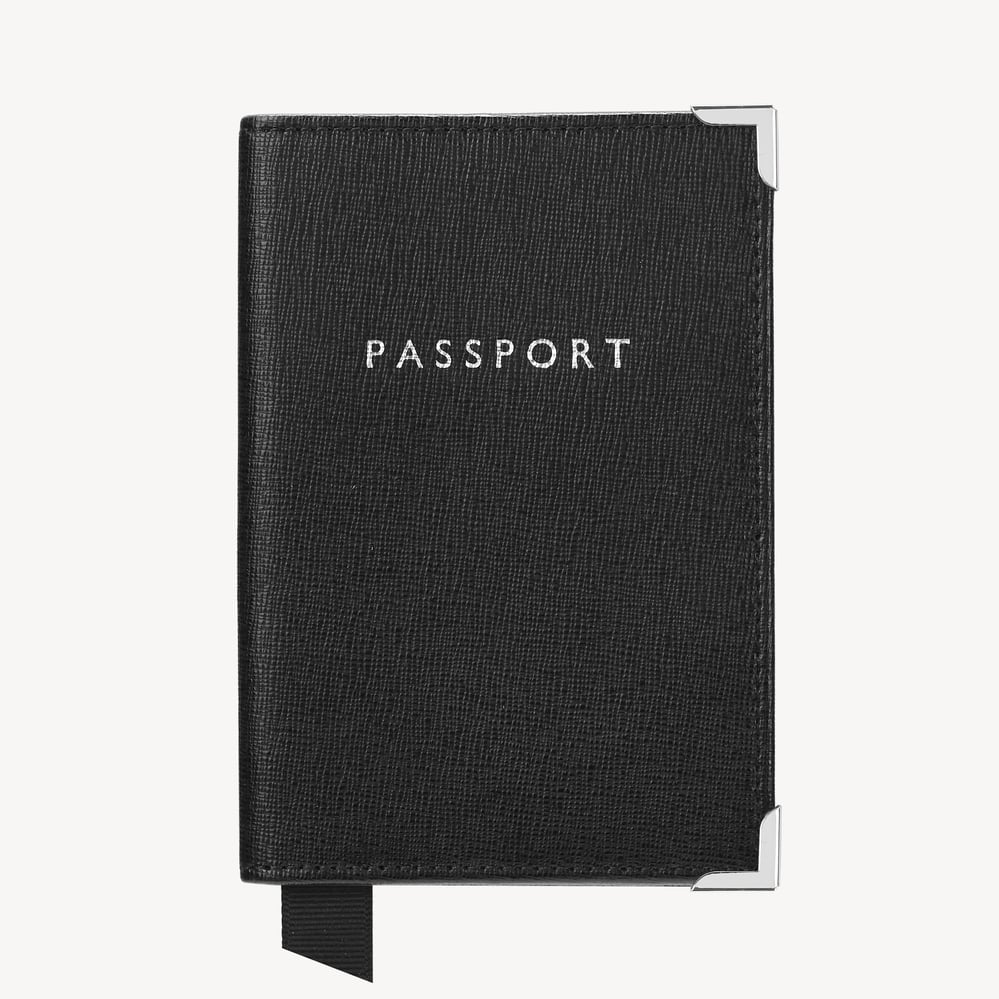 Passport Cover Black Saffiano & Black Suede