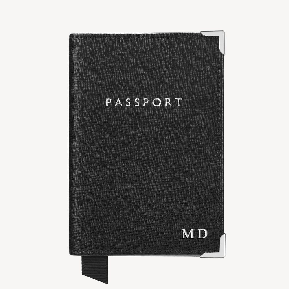 Passport Cover Black Saffiano & Black Suede