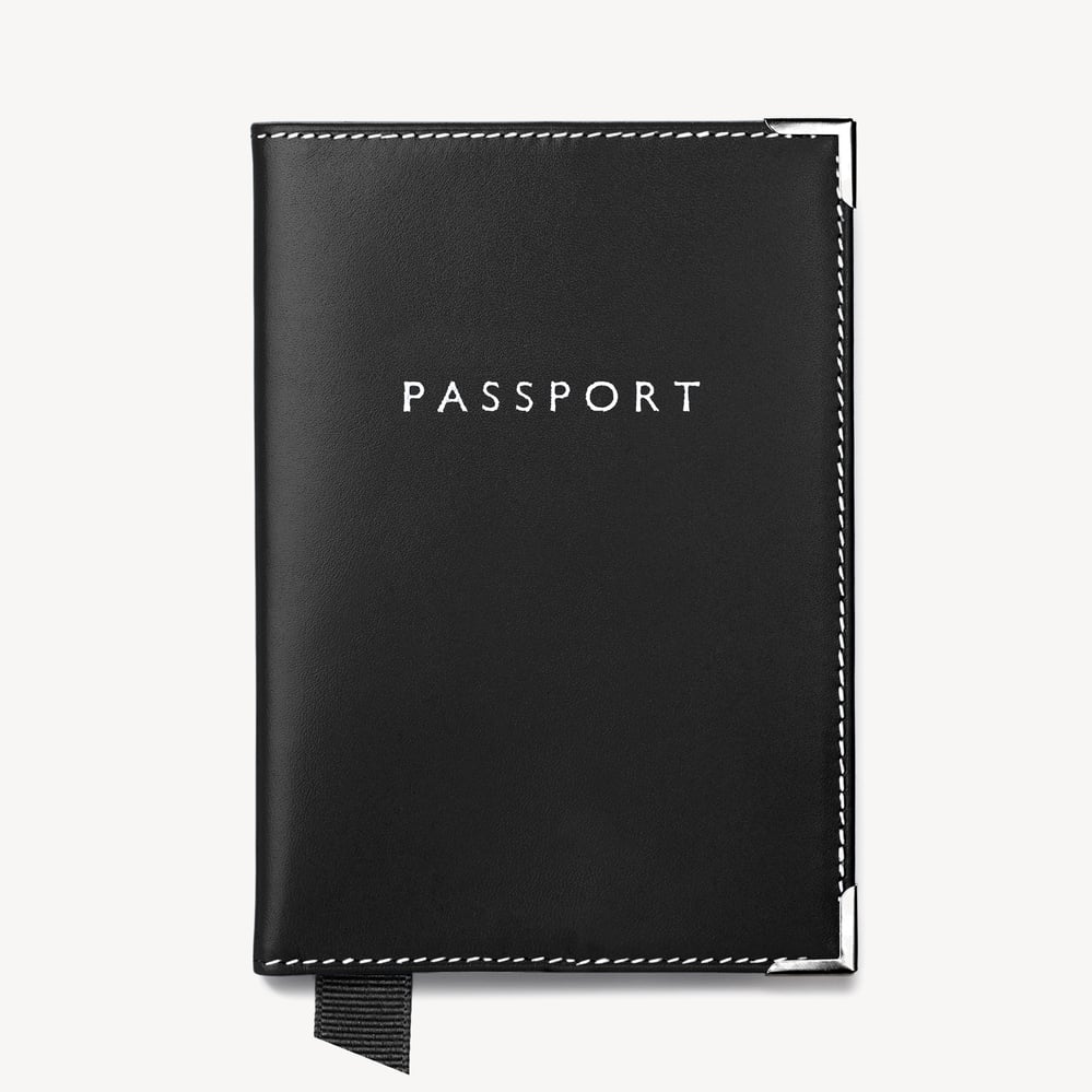 Passport Cover Smooth Black & Cobalt Blue Suede