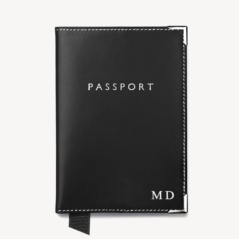 Passport Cover Smooth Black & Cobalt Blue Suede