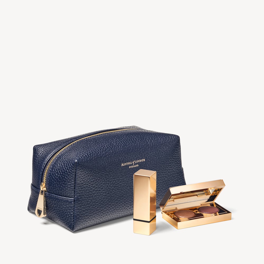 London Makeup Bag Navy Pebble