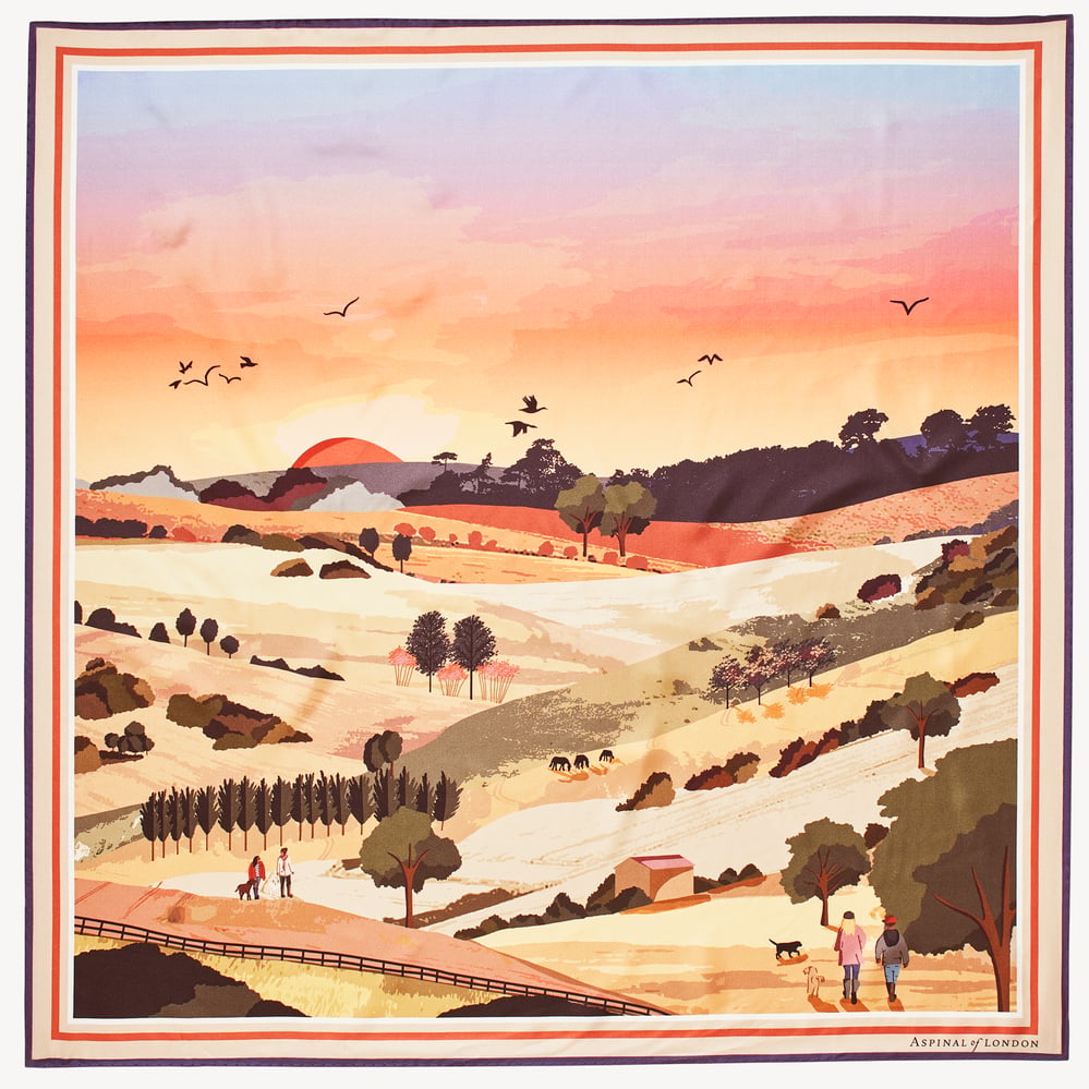 South Downs Silk Scarf Burnt Orange Pure Silk